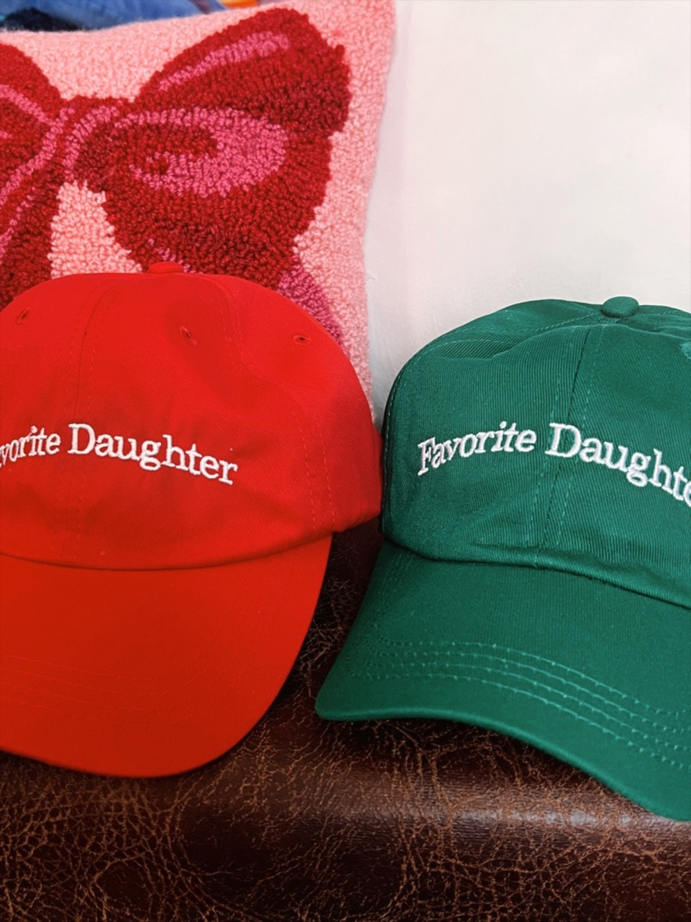"Favorite Daughter" Embroidered Baseball Cap - Red or Green